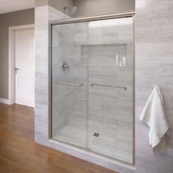 Infinity Semi-Frameless Sliding Shower Door, Fits 43-47", Clear, Brushed Nickel
