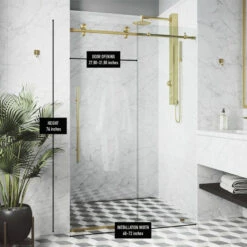 VIGO Elan E-class 72" X 76" Frameless Sliding Shower Door, Matte Gold -Warm Bathroom 8e515b3f01811fd0 9272 w800 h800 b0 p0