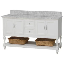 Beverly 60" Bath Vanity, White, Carrara Marble, Double Vanity -Warm Bathroom 8f717f7201ba475e 4575 w800 h800 b1 p0