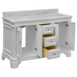 Katherine 60" Double Bathroom Vanity In White With Carrara Marble Top -Warm Bathroom 8fb1753f02c6fbae 2576 w800 h800 b1 p0