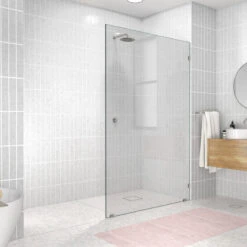 78"x50" Frameless Shower Door Single Fixed Panel, Brushed Nickel -Warm Bathroom 90212b3500521dae 7340 w800 h800 b0 p0