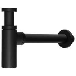 Solid Brass Round Bottle Modern P Trap In Matte Black Finish | 1-1/4 Inch Inlet