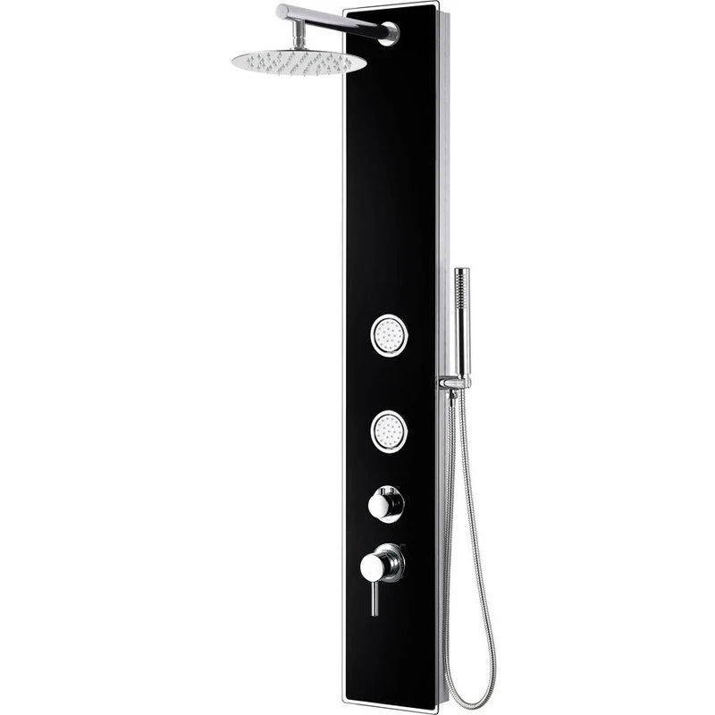 Black Glass Shower Panel With 2 Body Sprays And Rain Shower Head 3 Black Glass Shower Panel With 2 Body Sprays And Rain Shower Head - Image 3