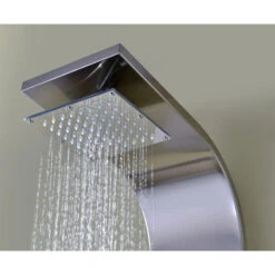 Echo 63.5" 4-Jetted Shower Panel, Heavy Rain Shower, Spray Wand, Brushed Steel -Warm Bathroom 90b1063a0e8b63a7 9524 w800 h800 b0 p0