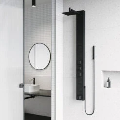 VIGO Bowery Square Spray Head Shower System With Tub Filler, Matte Black -Warm Bathroom 90d1a8f50025034a 9028 w800 h800 b0 p0