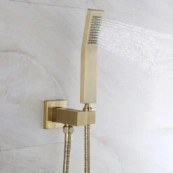 Wall Mount 10" Rainshower Hand Shower And Tub Spout Shower System, Brushed Gold -Warm Bathroom 91b1b3890051d540 8515 w800 h800 b0 p0