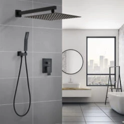 12" Wall Mounted Rainfall Shower System, Matt Back -Warm Bathroom 92213c9803104d83 3588 w800 h800 b0 p0