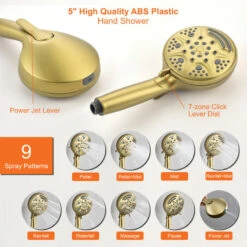 6-Spray Patterns, 1.8 GPM 8" Tub Wall Mount Dual Shower Heads, Brushed Gold -Warm Bathroom 92b1ac4e02fa0116 1579 w800 h800 b0 p0