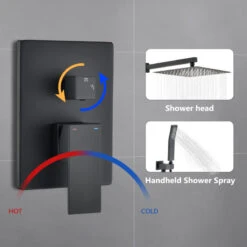 12" Wall Mounted Rainfall Shower System, Matt Back -Warm Bathroom 93713e3403104d69 3588 w800 h800 b0 p0