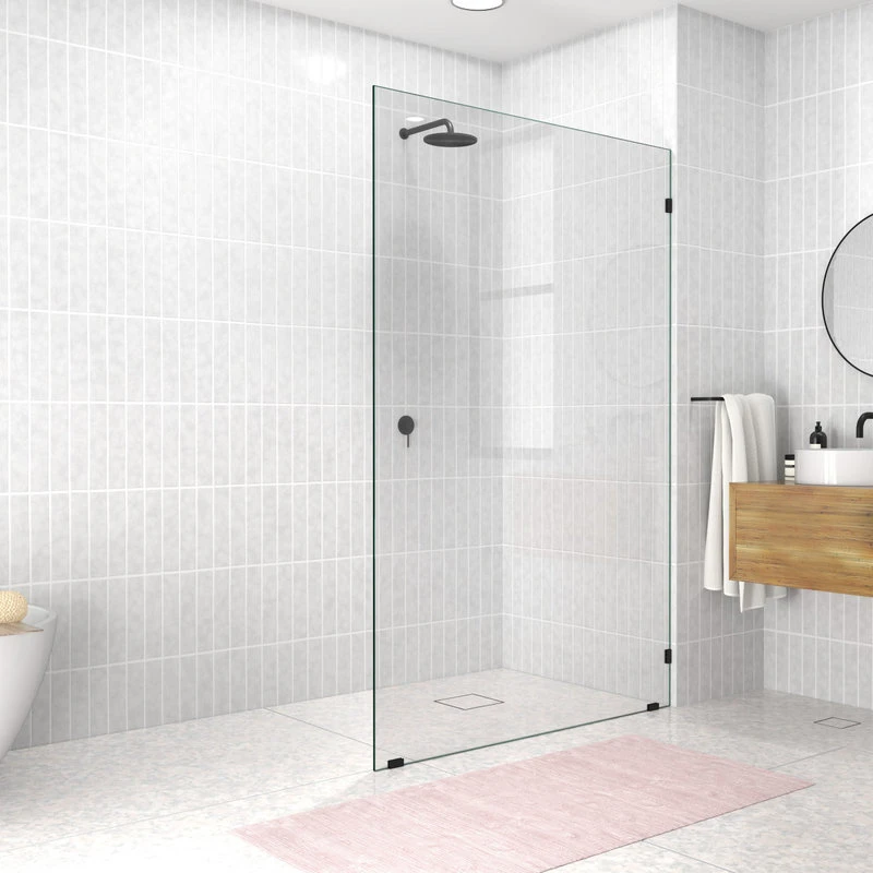 78"x48" Frameless Shower Door Single Fixed Panel, Matte Black 1 78"x48" Frameless Shower Door Single Fixed Panel, Matte Black