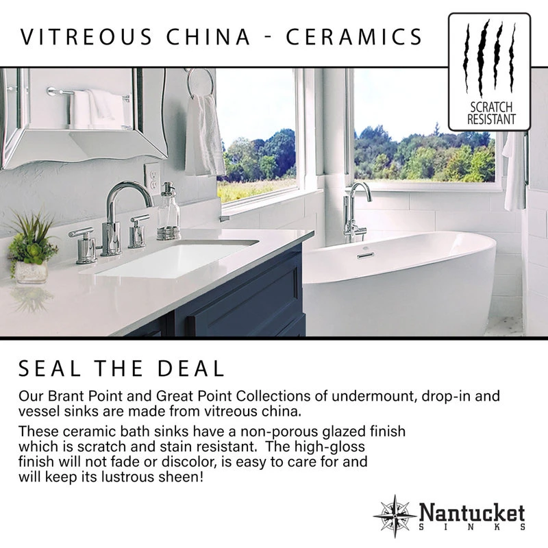 Nantucket Sinks 16"x11" Undermount Ceramic Sink, White 9 Nantucket Sinks 16"x11" Undermount Ceramic Sink, White - Image 9