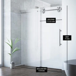 VIGO Frameless Shower Door 3/8" Hardware, 60", Right -Warm Bathroom 93b182b301812879 8070 w800 h800 b0 p0