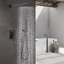 12" Wall Mounted Rainfall Shower System, Matt Back -Warm Bathroom 95219b0a02610efc 3588 w800 h800 b0 p0
