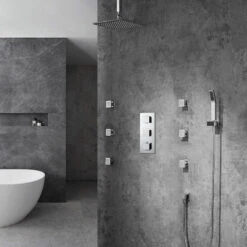 Perugia 16" Ceiling Mount LED Shower Head With Body Massage Jets -Warm Bathroom 9561e6950dca19db 8718 w800 h800 b0 p0