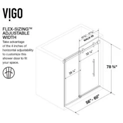 VIGO 60"x74" Frameless Sliding Shower Door And Roller Disk, Matte Gold -Warm Bathroom 95a142550f08cdf9 9285 w800 h800 b1 p0