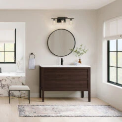 The Shiloh Bathroom Vanity, Single Sink, 48", Dark Walnut, Freestanding