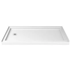 DreamLine SlimLine 34x60x2 3/4 Left Drain Single Threshold Shower Base, White