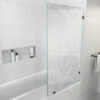58.25x34" Frameless Shower Door, Single Fixed Panel Fluted Frosted, Matte Black