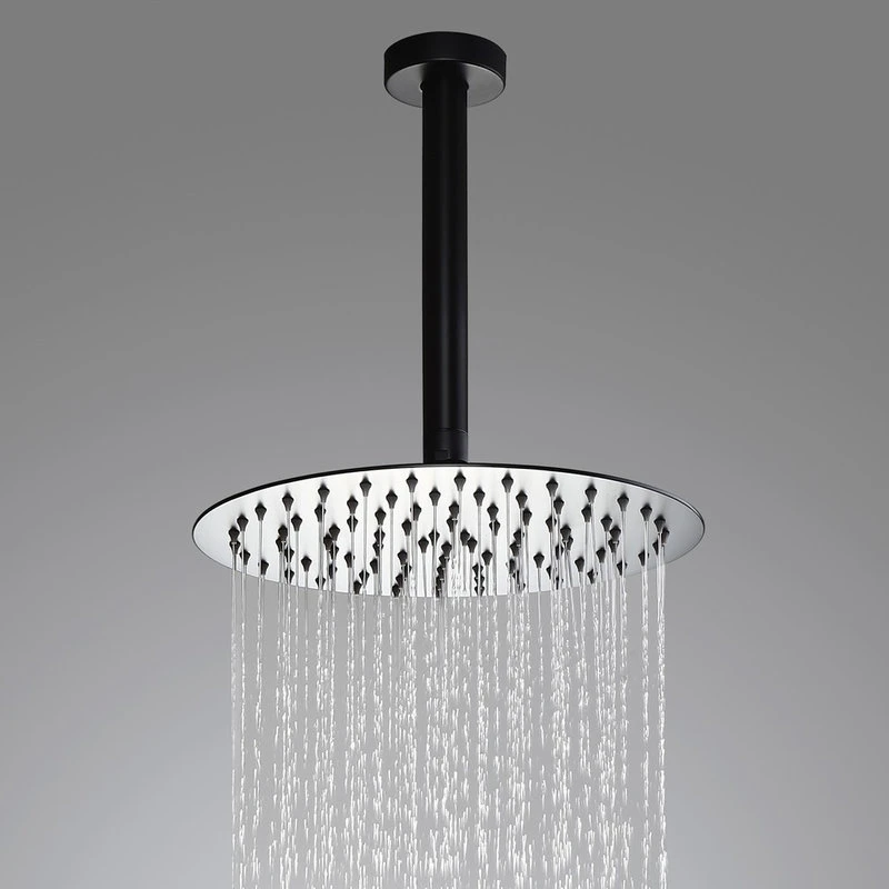 Modern Ceiling Mount Round Showerhead Shower Set Valve Included, Matte Black, 12 4 Modern Ceiling Mount Round Showerhead Shower Set Valve Included, Matte Black, 12 - Image 4