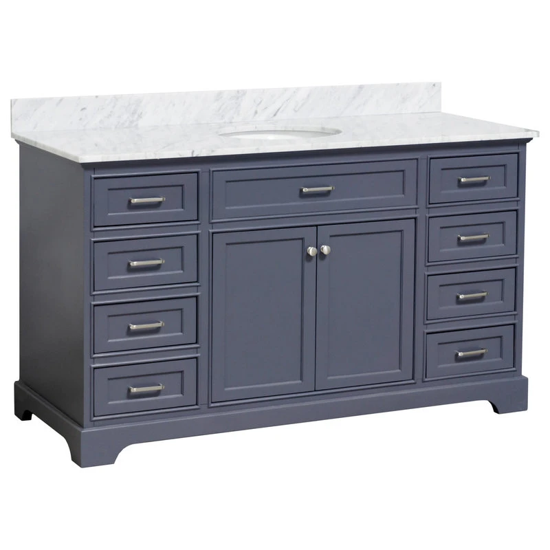 Aria 60" Bathroom Vanity, Marine Gray, Carrara Marble, Single Vanity 1 Aria 60" Bathroom Vanity, Marine Gray, Carrara Marble, Single Vanity