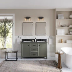 Woodruff Bath Vanity, Double Sink, 54", Pewter Green, Freestanding -Warm Bathroom 9861bd6203d0447a 6451 w800 h800 b0 p0