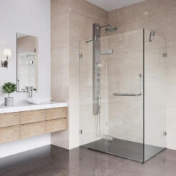 VIGO Monteray 34"x46" Frameless Shower Enclosure, Brushed Nickel -Warm Bathroom 9871a2e00e9d876b 9385 w800 h800 b0 p0