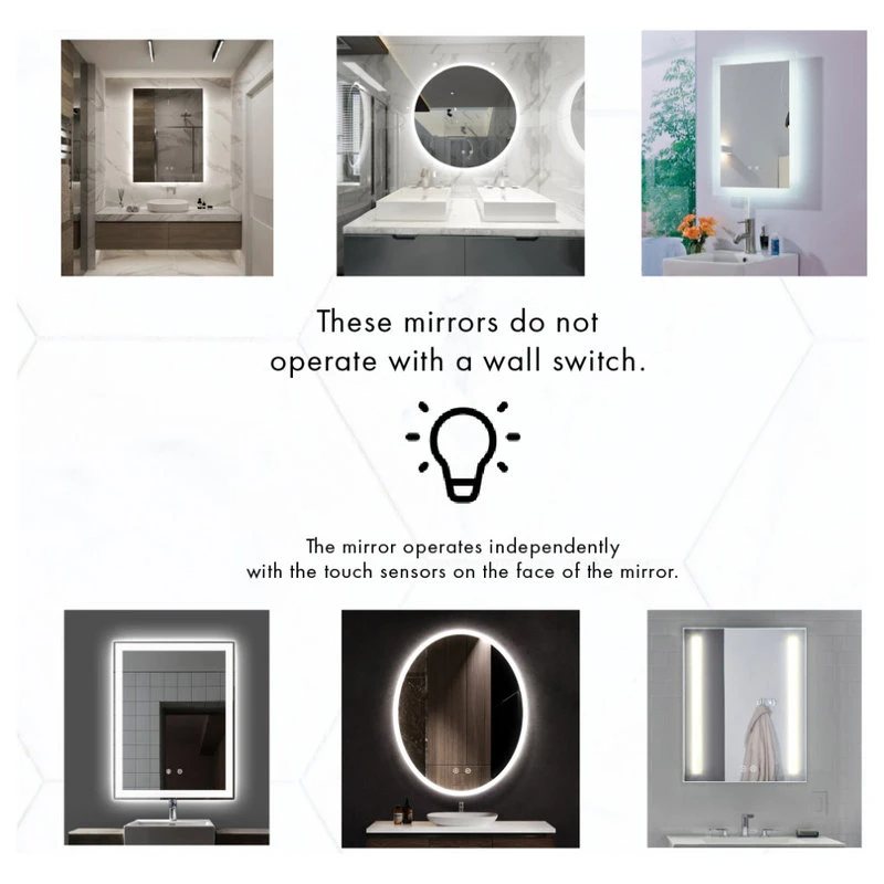 Ellipse Oval Dimmable LED Mirror With Defogger, 24"x36"x1.75" 6 Ellipse Oval Dimmable LED Mirror With Defogger, 24"x36"x1.75" - Image 6