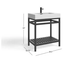 The Nova Bathroom Vanity, Black, 30", Single Sink, Freestanding -Warm Bathroom 99510cf003c7433f 7951 w800 h800 b1 p0