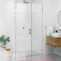 78"x45.75" Frameless Shower Door Wall Hinge, Polished Chrome