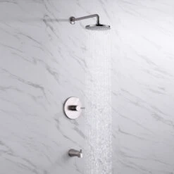 Luxier SS-C01-T-V Rainfall Shower Faucet With Valve And Spout, Brushed Nickel -Warm Bathroom 9a216cce01f9c8e7 7290 w800 h800 b0 p0