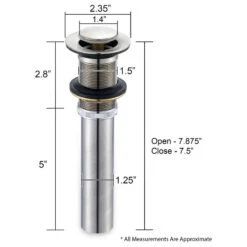 1-1/2" Push Pop-Up Drain Stopper For Sink, Brushed Nickel, Without Overflow 14 1-1/2" Push Pop-Up Drain Stopper For Sink, Brushed Nickel, Without Overflow -Warm Bathroom 9a31b04401ce29e8 9236 w800 h800 b1 p0