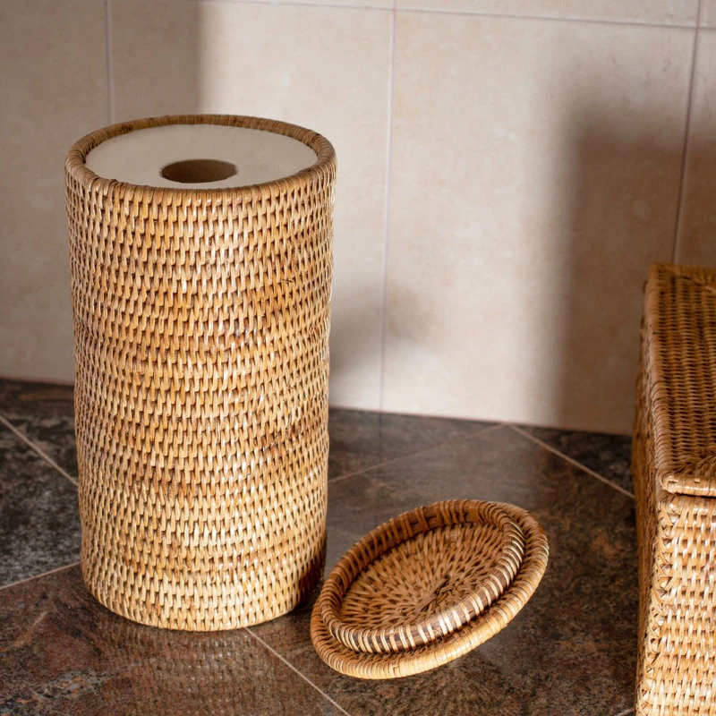 Artifacts Rattan Double Toilet Roll Holder, Honey Brown 3 Artifacts Rattan Double Toilet Roll Holder, Honey Brown - Image 3
