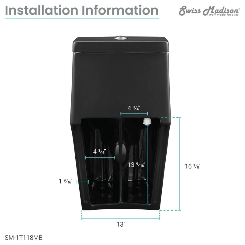 Virage One Piece Elongated Dual Flush Toilet 0.8/1.28 Gpf, Matte Black 12 Virage One Piece Elongated Dual Flush Toilet 0.8/1.28 Gpf, Matte Black - Image 12