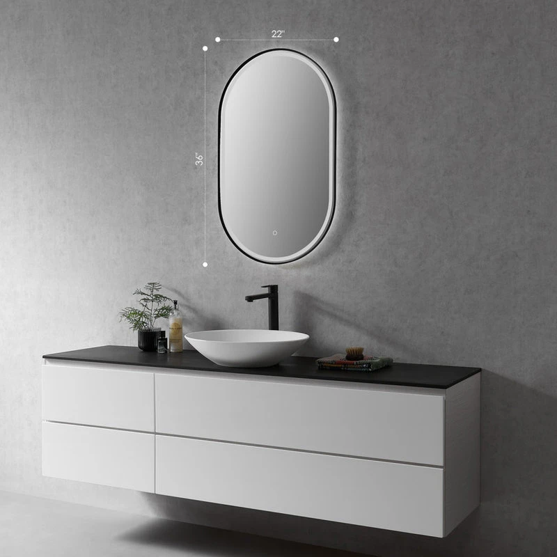 Oleggio Oval 36" Framed Bathroom/Vanity LED Lighted Wall Mirror, Matte Black 2 Oleggio Oval 36" Framed Bathroom/Vanity LED Lighted Wall Mirror, Matte Black - Image 2