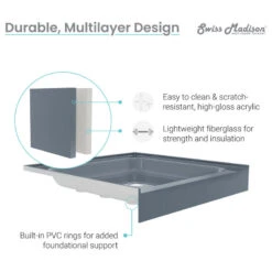 Voltaire 60"x36" Single-Threshold, Center Drain, Shower Base, Gray -Warm Bathroom 9b411d130f7f3fcc 6077 w800 h800 b1 p0