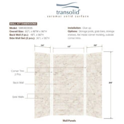 Transolid SWK483696-48 Saramar 48"x36"x96" Shower Wall Kit, Biscotti Marble -Warm Bathroom 9b41e1d00d823648 4880 w800 h800 b1 p0