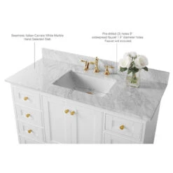 Audrey Vanity Set, White, 48", Gold Hardware, No Mirror 20 Audrey Vanity Set, White, 48", Gold Hardware, No Mirror -Warm Bathroom 9c7134a103ef6bf5 3886 w800 h800 b1 p0