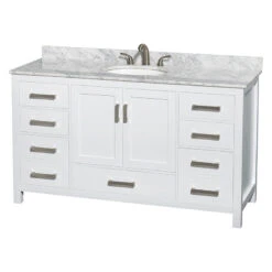 60" Single Vanity,White,White Carrara Marble Top,Undermount Oval Sink,58" Mirror -Warm Bathroom 9c715b1107fc29ca 5893 w800 h800 b1 p0