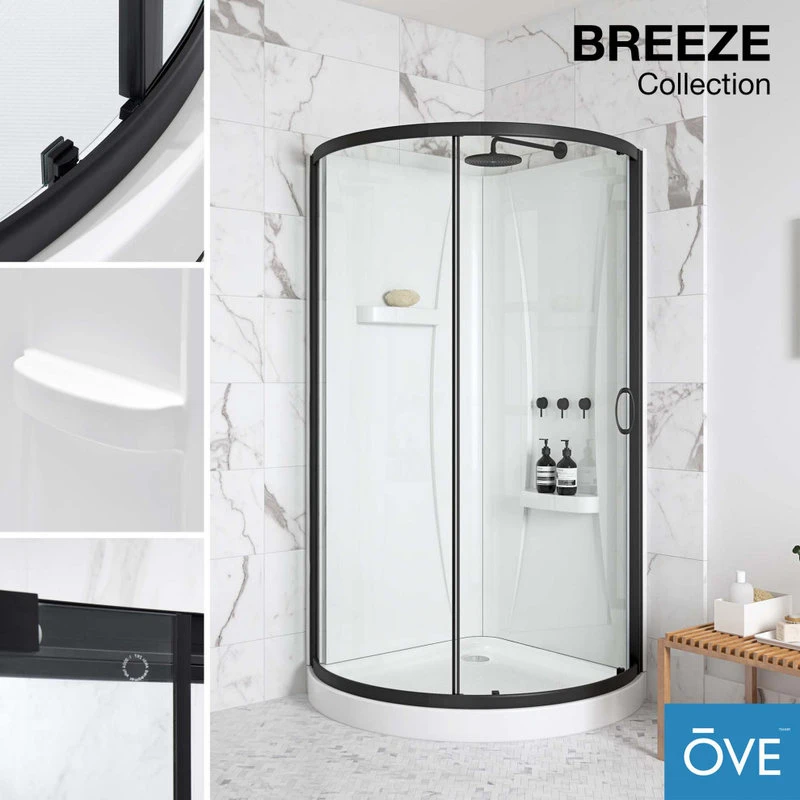 Ove Decors Breeze 32 Shower Kit, Clear Glass Walls And Base, Black 2 Ove Decors Breeze 32 Shower Kit, Clear Glass Walls And Base, Black - Image 2