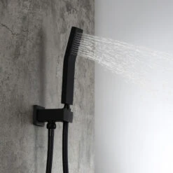 Modern Rain Showerhead Dual Function Shower Set Pressure Valve, Matte Black, 8" -Warm Bathroom 9ce16af50d1d9b64 3458 w800 h800 b0 p0