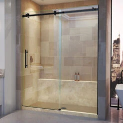 DreamLine Enigma Air 56-60x76 Frameless Sliding Shower Door, Satin Black