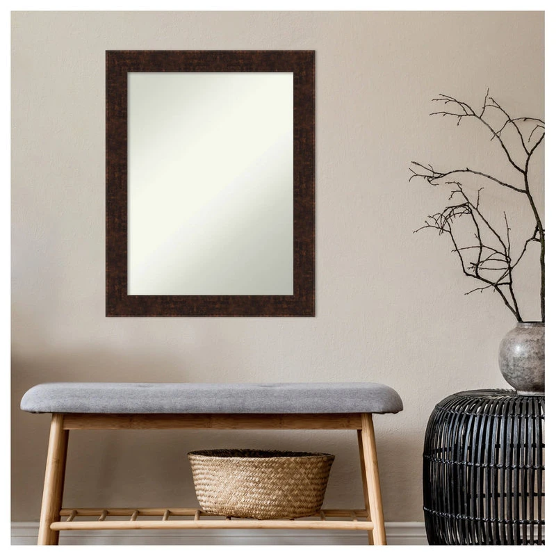 William Mottled Bronze Narrow Non-Beveled Bathroom Wall Mirror - 22 X 28 In. 5 William Mottled Bronze Narrow Non-Beveled Bathroom Wall Mirror - 22 X 28 In. - Image 5