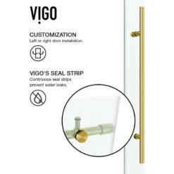 VIGO Elan E-class 72" X 76" Frameless Sliding Shower Door, Matte Gold -Warm Bathroom 9f7107490f73565f 9272 w800 h800 b1 p0