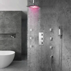 Perugia 16" Ceiling Mount LED Shower Head With Body Massage Jets -Warm Bathroom a031acdb0dca19d4 8718 w800 h800 b0 p0