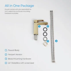 Cubic Single Hole Bathroom Faucet KBF1002, Brush Gold, W/ Drain -Warm Bathroom a05145ae0f1b521c 8406 w800 h800 b0 p0