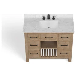 Rawley Bath Vanity, Weathered Fir, 42", Single Sink, Marble Top, Freestanding -Warm Bathroom a0712ed103c73d9c 2294 w800 h800 b1 p0