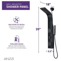 Aura 2-Jetted Shower Panel With Heavy Rain Shower And Spray Wand, Matte Black 11 Aura 2-Jetted Shower Panel With Heavy Rain Shower And Spray Wand, Matte Black -Warm Bathroom a0814c8401aafe7c 8225 w800 h800 b1 p0