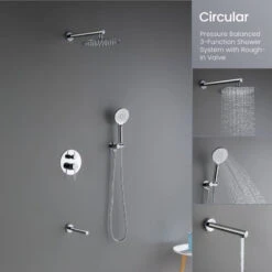 Circular Pressure 3-Function Shower System, Rough-In Valve, Chrome -Warm Bathroom a091884e03375b1f 4992 w800 h800 b0 p0