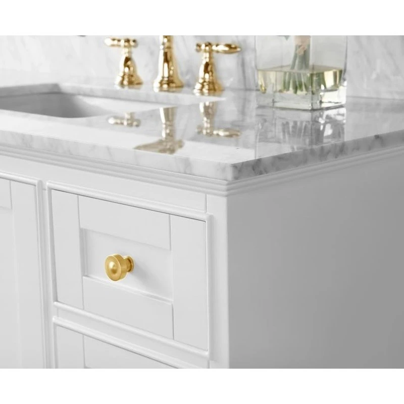 Audrey Vanity Set, White, 48", Gold Hardware, No Mirror 15 Audrey Vanity Set, White, 48", Gold Hardware, No Mirror - Image 15