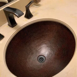 Premier Copper Products Oval Under Counter Hammered Copper Bathroom Sink, Oil Rubbed Bronze -Warm Bathroom a1b19f670197ec43 8187 w800 h800 b0 p0